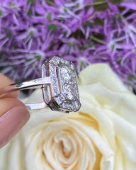 Art Deco Diamond Cluster Ring 0.85ct Platinum