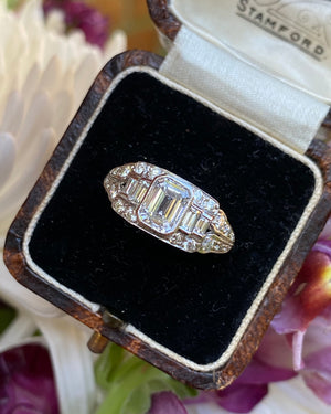 Philip Lloyd Jewellers eB828 Art Deco Diamond Ring Platinum 1.65ct - close up