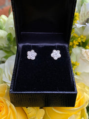 Daisy Diamond Cluster Stud Earrings 18ct White Gold 0.28ct