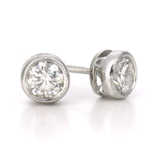 0.70ct Classic Diamond Rubover Stud Earrings 18ct White Gold