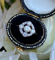 Art Deco Diamond Cluster Ring 0.90ct Platinum