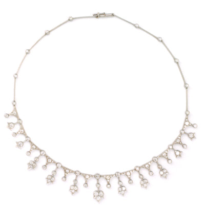 18ct white gold and diamond amazing fringe necklace
