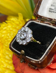 Victorian Diamond Cluster 18ct Yellow Gold Ring 1.78ct