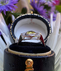 Art Deco Yellow Sapphire and Diamond Cluster Platinum Ring 0.50ct + 1.50ct