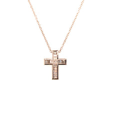 18ct White Gold Diamond Cross Rubover Set Pendant 0.35ct