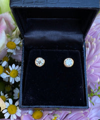 1.44ct Classic Diamond Rubover Stud Earrings 18ct Yellow Gold