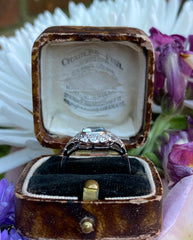 Edwardian Style Aquamarine and Diamond Cluster Platinum Ring 0.55ct + 1.10ct