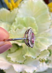 Art Deco Pink Sapphire and Diamond Cluster Ring Platinum 0.35ct + 1.15ct