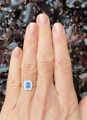 Art Deco Sapphire & Diamond Cluster Ring Platinum 0.35ct + 0.80ct