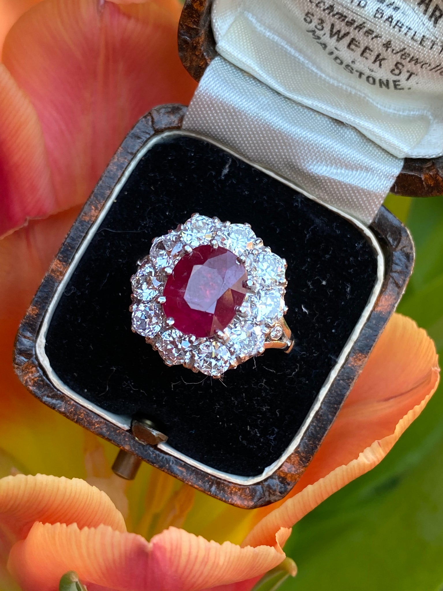 Platinum Vintage Ruby  Diamond Ring  Chiltons Antiques