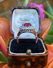 Victorian Ruby and Diamond Cluster Platinum Ring 2.10ct + 4.10ct