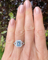 Aquamarine and Diamond Ring Platinum 0.25ct + 1.20ct
