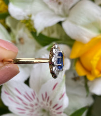 Sapphire and Diamond Cluster 18ct Yellow Gold Ring 0.85ct + 1.25ct