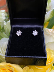 Diamond Cluster Stud Earrings 18ct White Gold 0.53ct