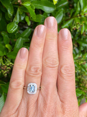 Art Deco Aquamarine and Diamond Ring Platinum 0.20ct + 0.90ct