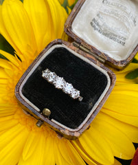 Victorian Style Five Stone Diamond Platinum Ring 1.35ct