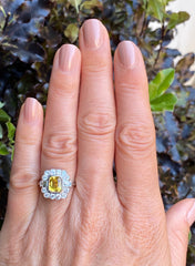 Yellow Sapphire and Diamond Cluster Platinum Ring 0.80ct + 1.70ct