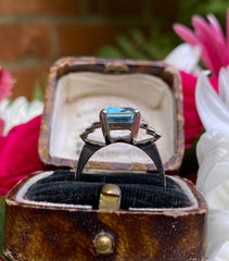 Art Deco Aquamarine and Diamond Ring Platinum 0.25ct + 3.50ct