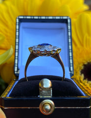Victorian Sapphire and Diamond Cluster Ring 18ct Yellow Gold 0.75ct + 1.05ct