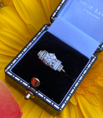 Art Deco Diamond Solitaire Ring 1.0ct + 0.30ct Platinum