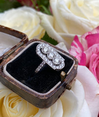 Art Deco Diamond Cluster Platinum Ring 1.35ct