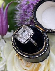 Art Deco Diamond Cluster Ring Platinum 1.58ct