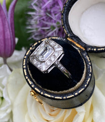 Art Deco Diamond Cluster Ring Platinum 1.60ct