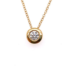 18ct Yellow Gold Diamond Solitaire Rubover Set Pendant 0.20ct