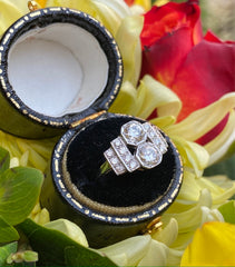 Art Deco Diamond Cluster Platinum Ring 0.90ct