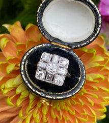 Vintage Diamond Cluster Ring 1.35ct Platinum