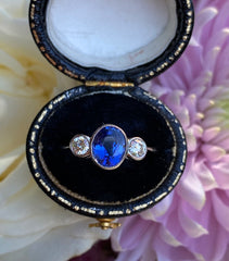 Sapphire and Diamond Three Stone Trilogy Ring Platinum 0.40ct + 1.42ct