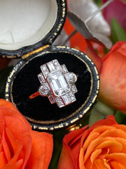 Art Deco Diamond Platinum Ring 1.62ct