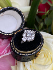 Art Deco Diamond Platinum Ring 0.80ct
