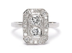 Art Deco Diamond Cluster Ring 0.85ct Platinum