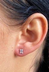 18ct White Gold Baguette Cut Diamond Cluster Earrings 0.27ct