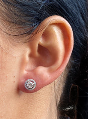 Diamond Cluster Stud Earrings 18ct white gold 1.03ct