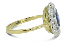 Sapphire and Diamond Cluster Ring 18ct Yellow Gold 0.90ct + 1.35ct