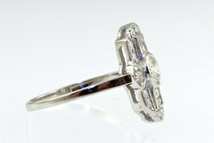 Art Deco Diamond Cluster Ring 0.70ct Platinum