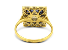 Art Deco Sapphire and Diamond Ring 18ct Yellow Gold 0.55ct + 0.50ct