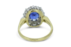 Victorian Style Sapphire and Diamond Cluster Ring 18ct Yellow Gold 1.35ct + 2.82ct