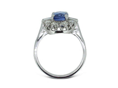 Art Deco Sapphire and Diamond Cluster Ring 1.15ct + 1.85ct Platinum