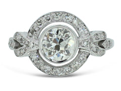 Art Deco Style Diamond Cluster Ring Platinum 1.10ct