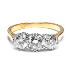 Three Stone Brilliant Cut Diamond Ring 1.60ct 18ct Yellow Gold