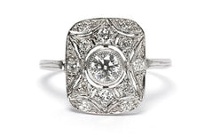 Art Deco Diamond Cluster Ring Platinum 0.75ct