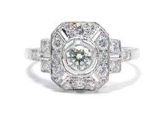 Art Deco Diamond Cluster Ring 0.75ct Platinum