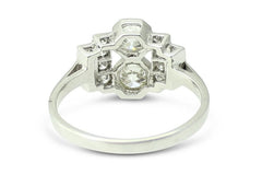 Art Deco Diamond Cluster Platinum Ring 0.90ct