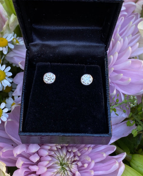 1.05ct Classic Diamond Rubover Stud Earrings 18ct White Gold